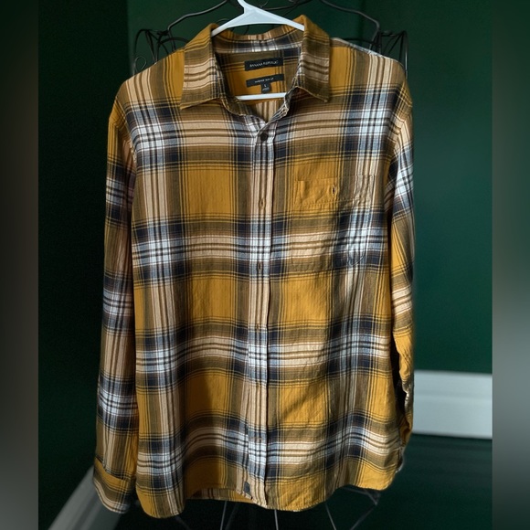 Banana Republic Men's Yellow Plaid Flannel - Picture 1 of 5